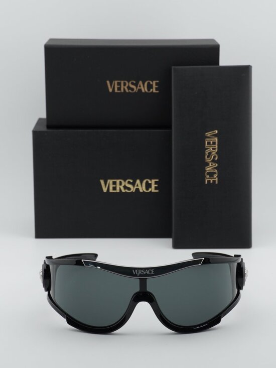 Versace VE4475 GB1/87 Shield Sunglasses – Black/Dark Grey main image 7
